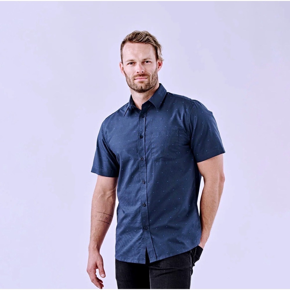 Molokai Surf navy blue short-sleeve button-down shirt Size L NWT‎ Cotton Poly